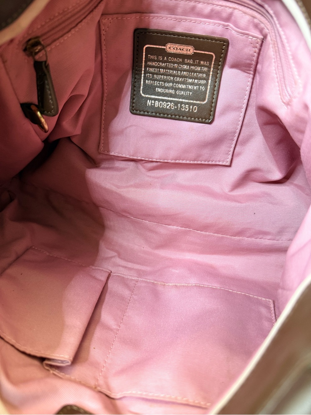 Coach Pink & Brown Signature Canvas Shoulder Bag - Picture 6 of 7